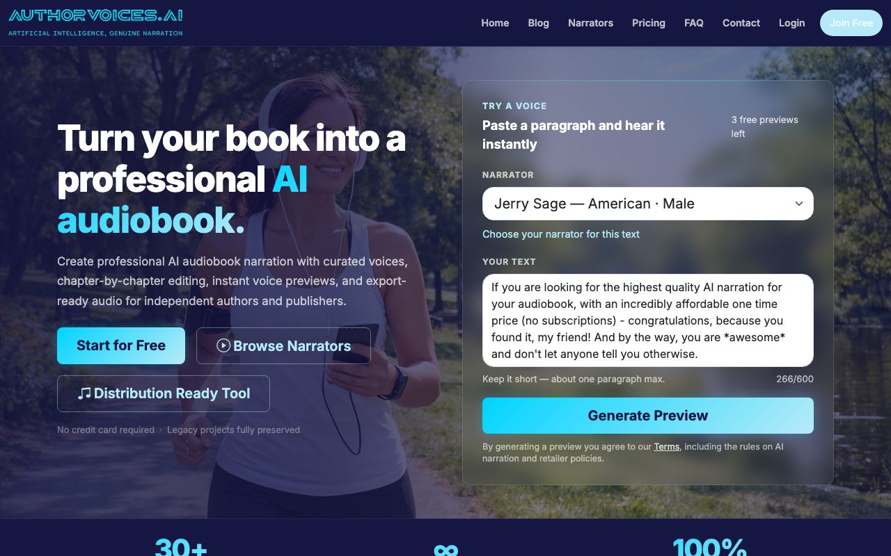 authorvoices.ai homepage