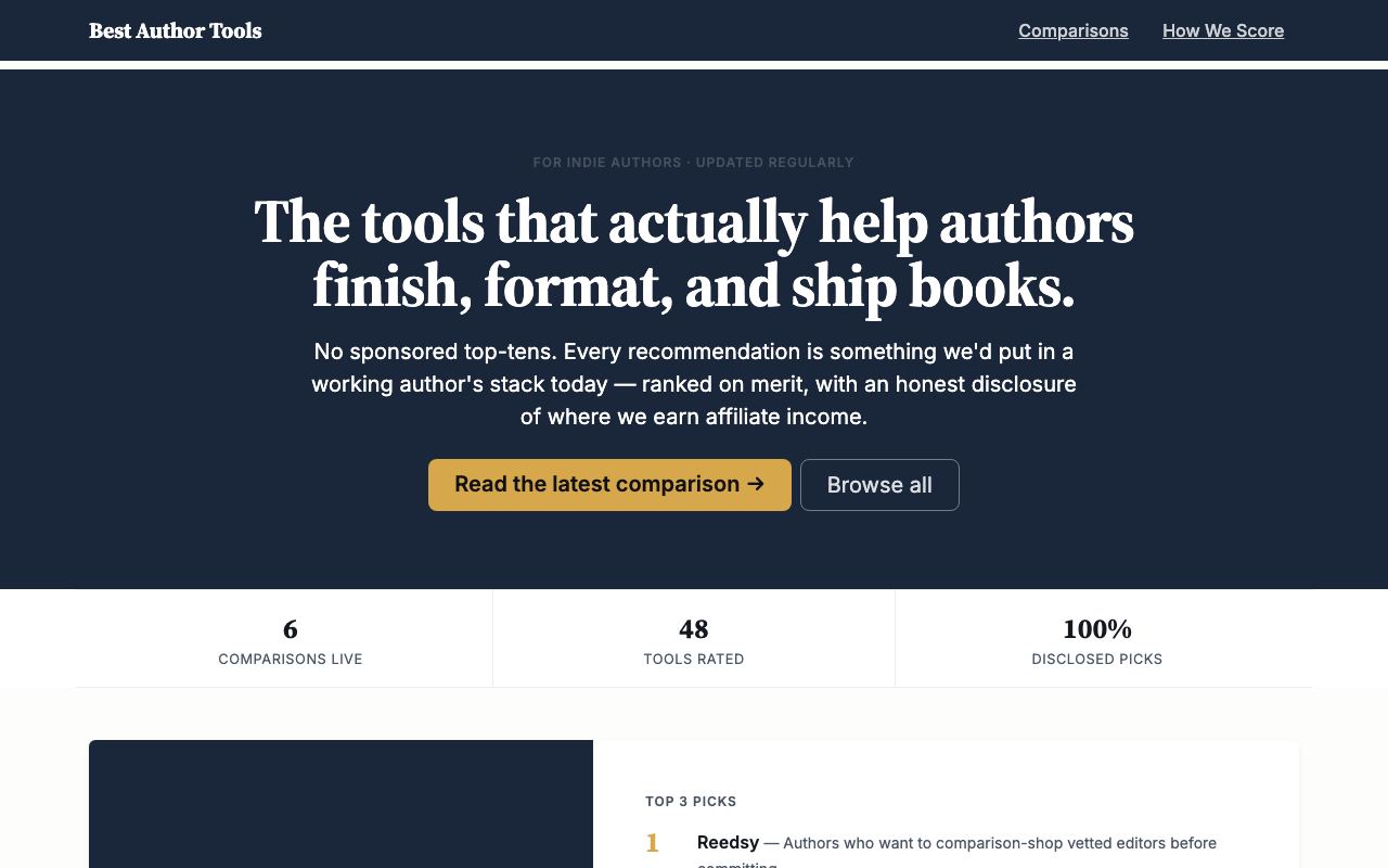 bestauthortools.com homepage