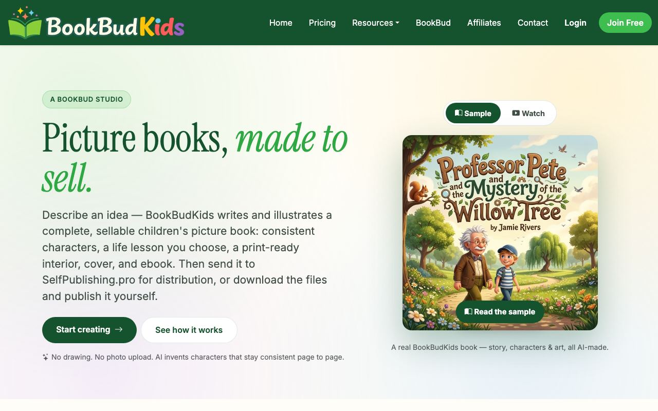bookbudkids.com homepage