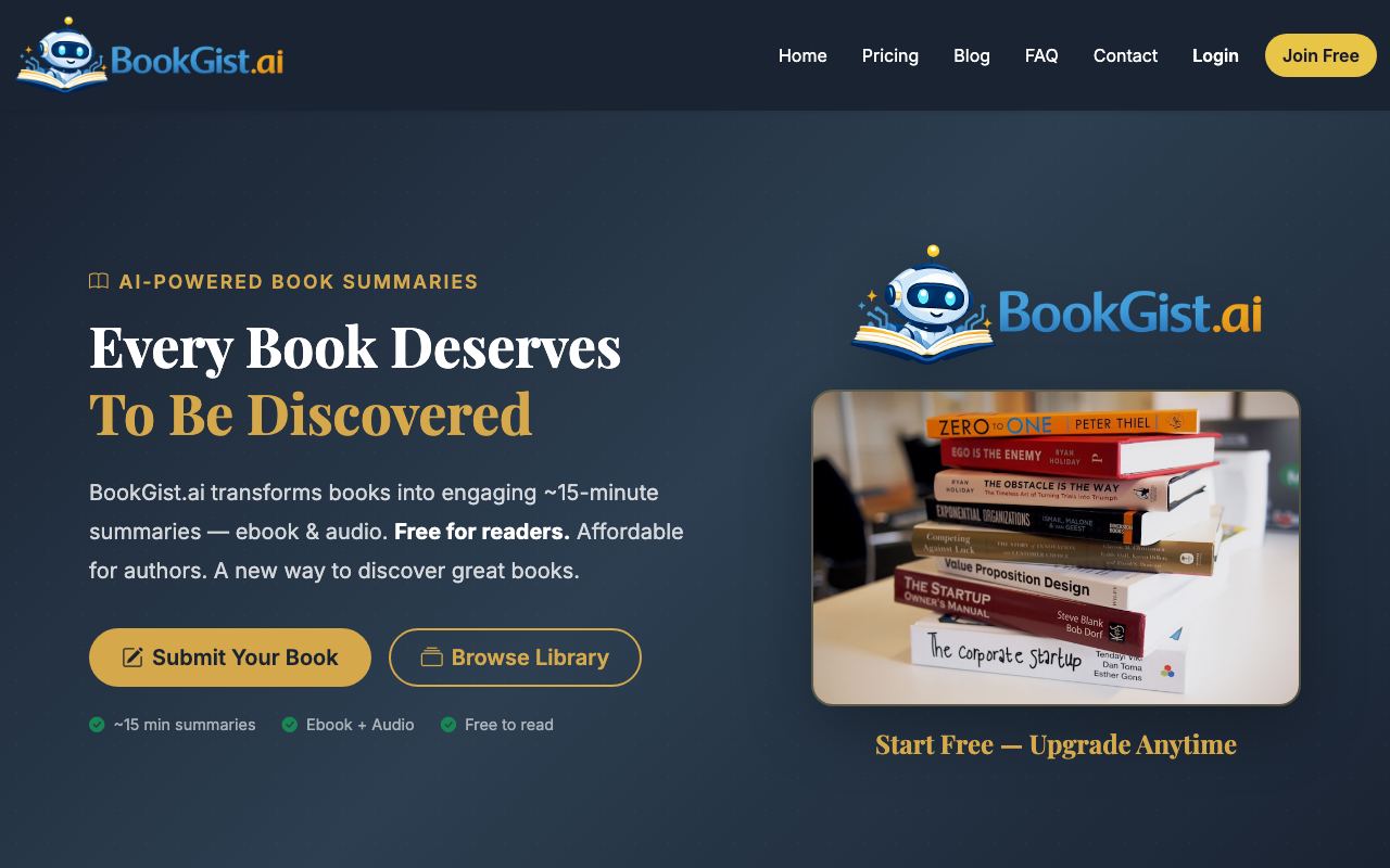 bookgist.ai homepage