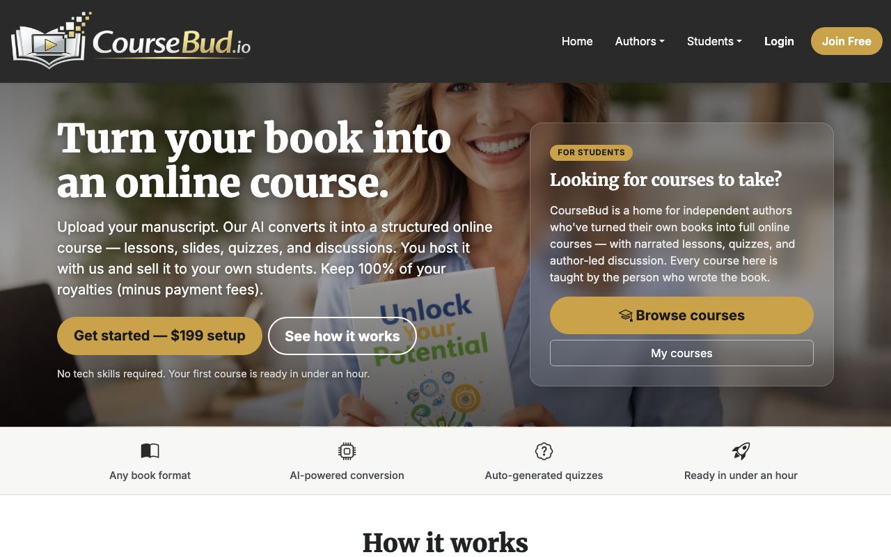 coursebud.io homepage