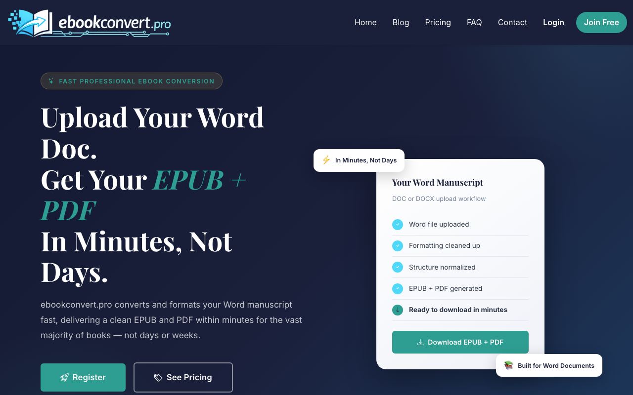 ebookconvert.pro homepage