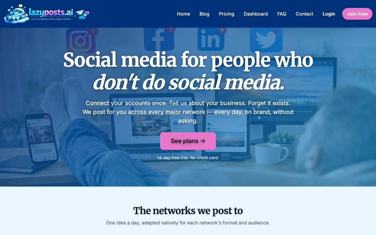 lazyposts.ai homepage