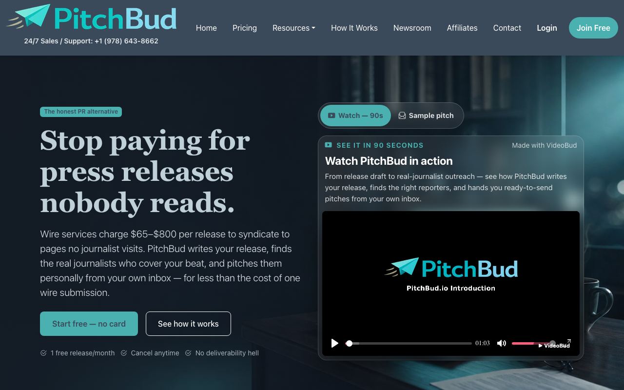 pitchbud.io homepage