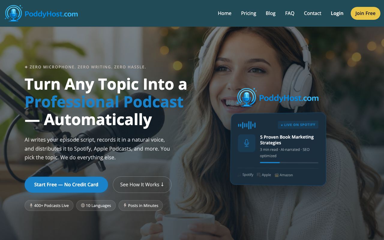poddyhost.com homepage