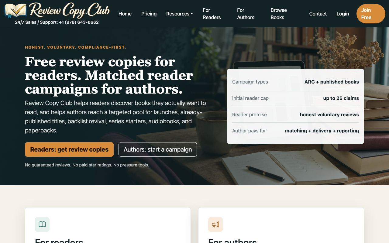 reviewcopyclub.com homepage
