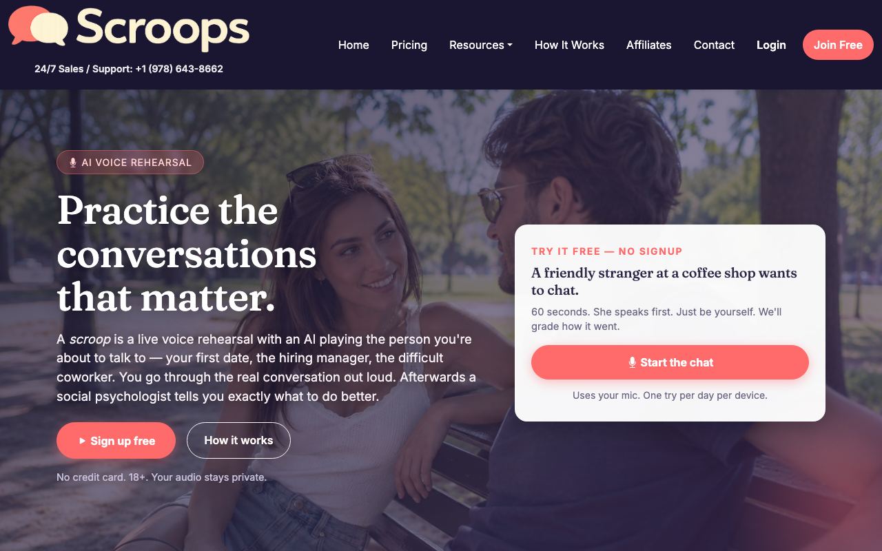 scroops.com homepage