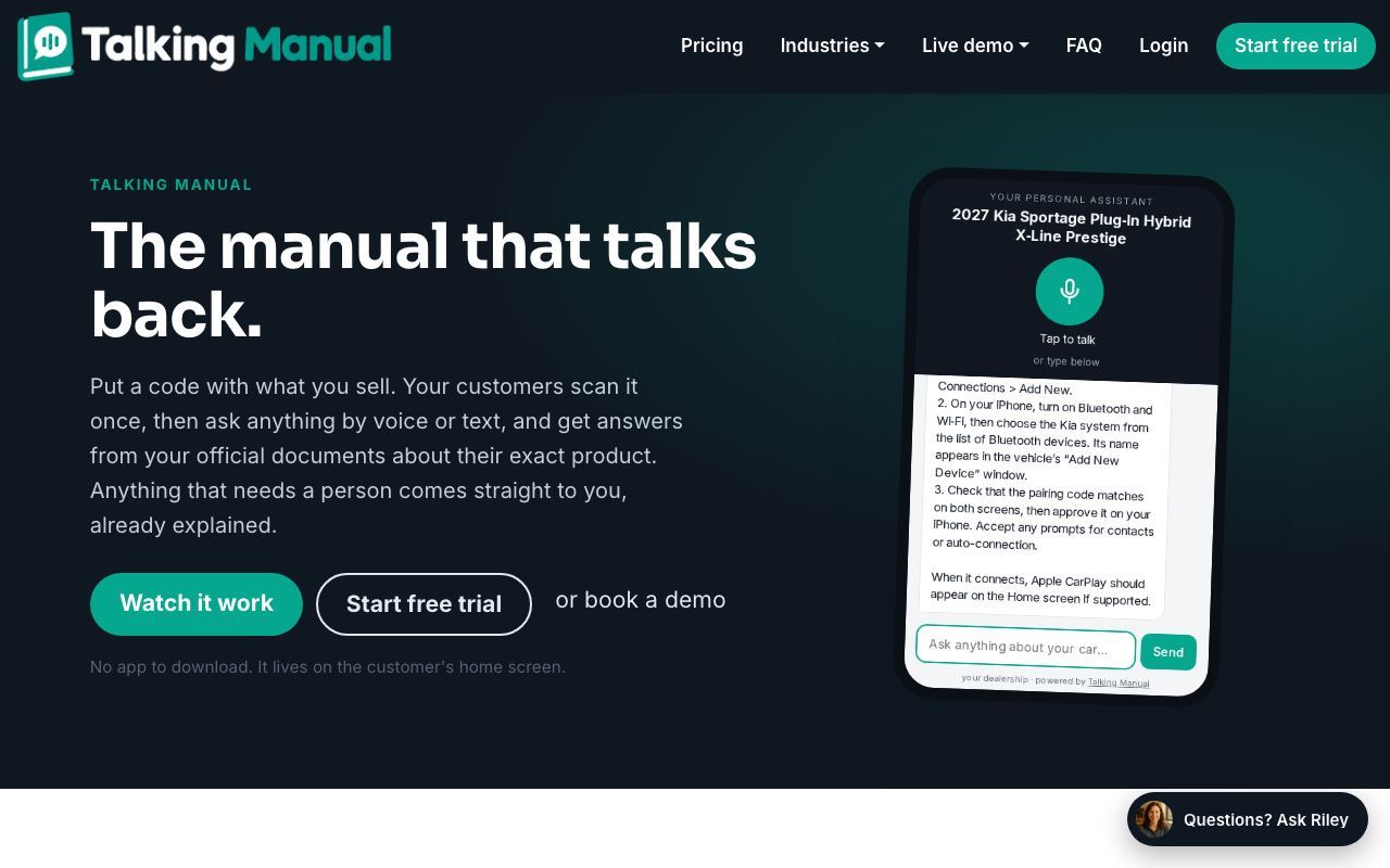 talkingmanual.com homepage
