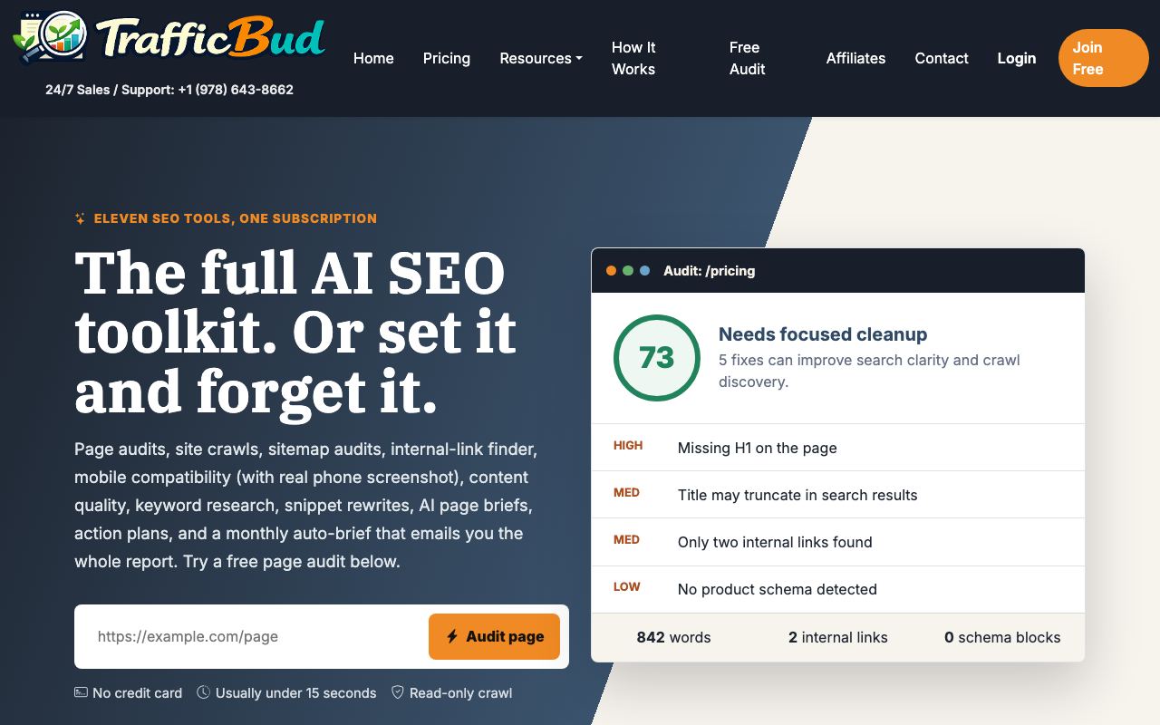 trafficbud.io homepage