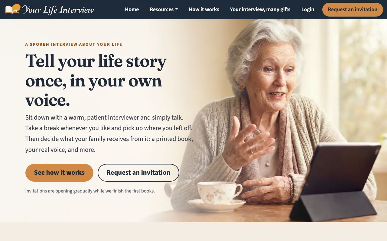 yourlifeinterview.com homepage